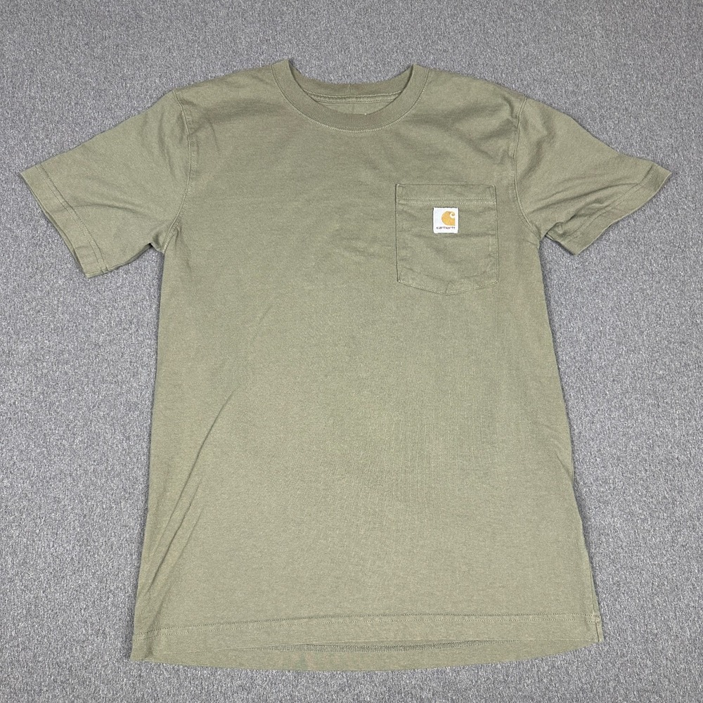 Carhartt Mens S Pocket T-Shirt Relaxed Fit Olive Green Cotton Short Sleeve Tee